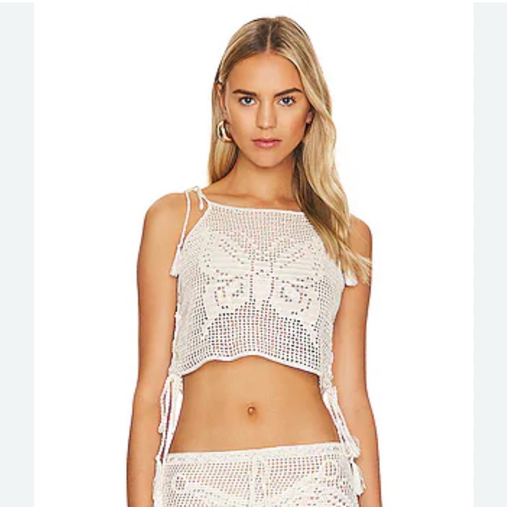 My Beachy Side - Crochet Butterfly Crop Top - Size: M/L